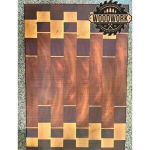 Beeswax, Mahogany, Purple Heart, & Maple Handmade End Grain Wooden Cutting Board